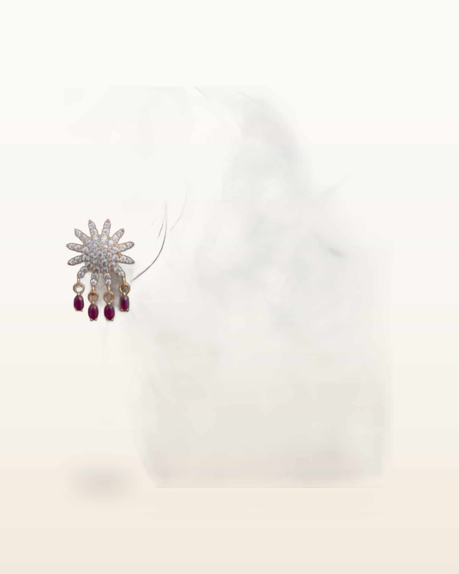 Ruby drops zircon indented earrings — detail view 2