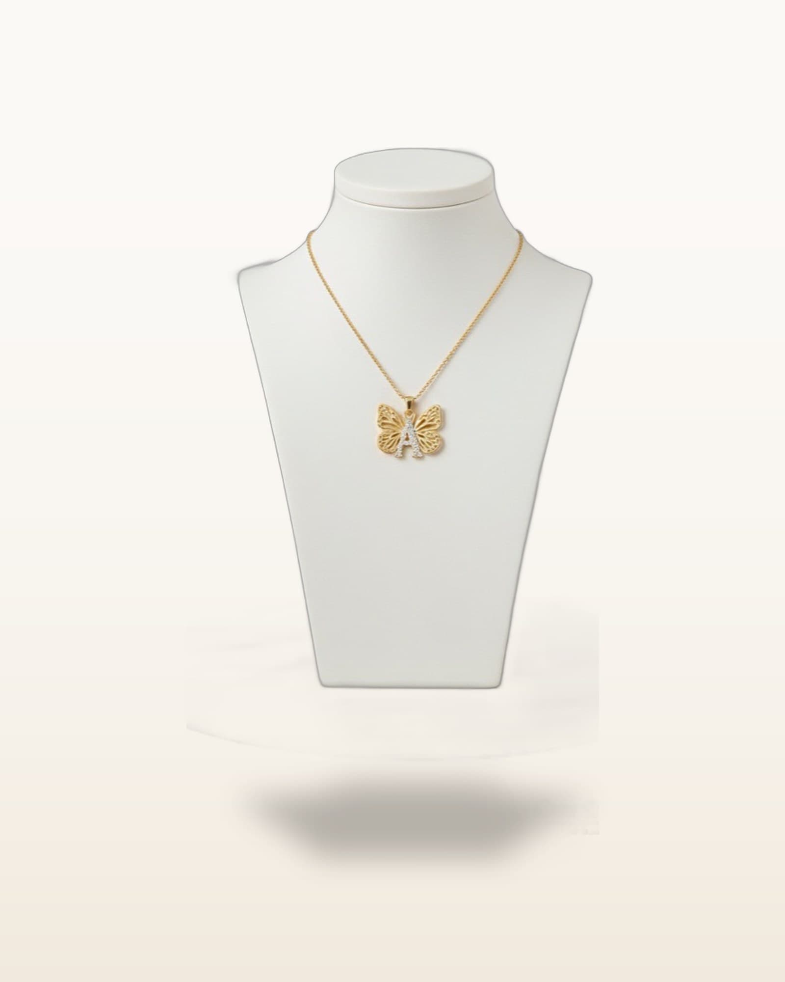 Name Pendant (A) – Butterfly Zircon Pendant Necklace — detail view 2