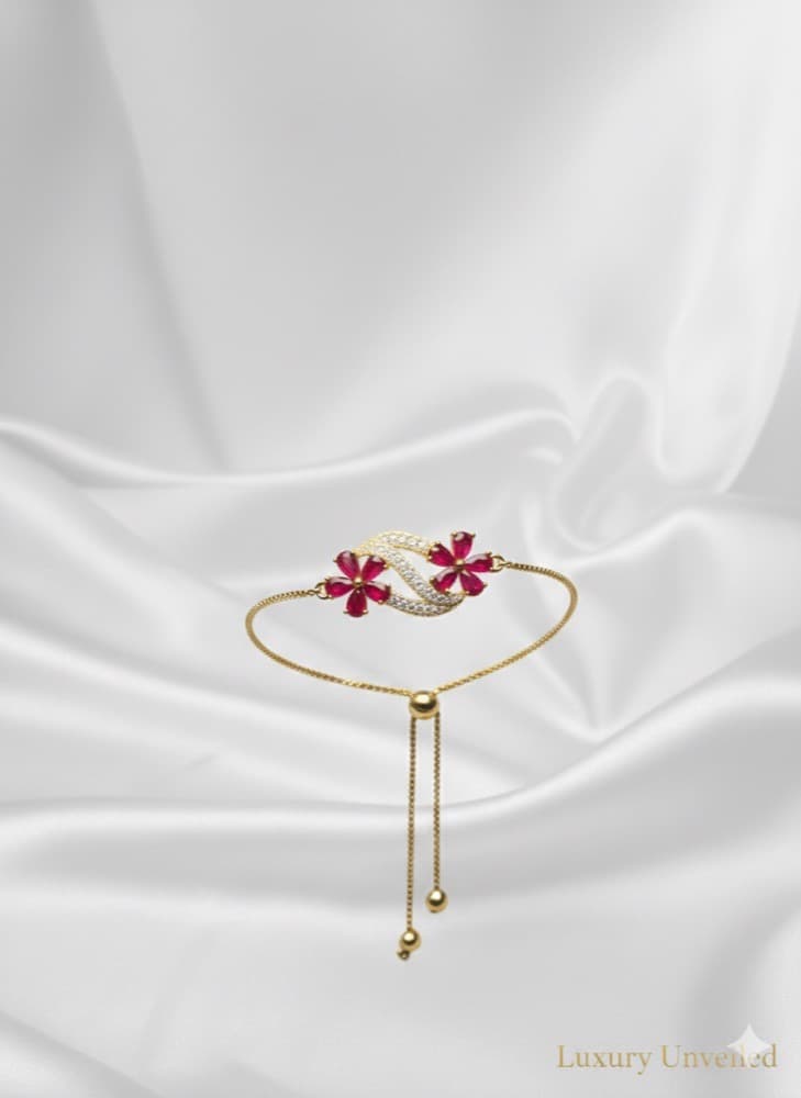 Floral bloom chain Bracelat, photographed against a plain background