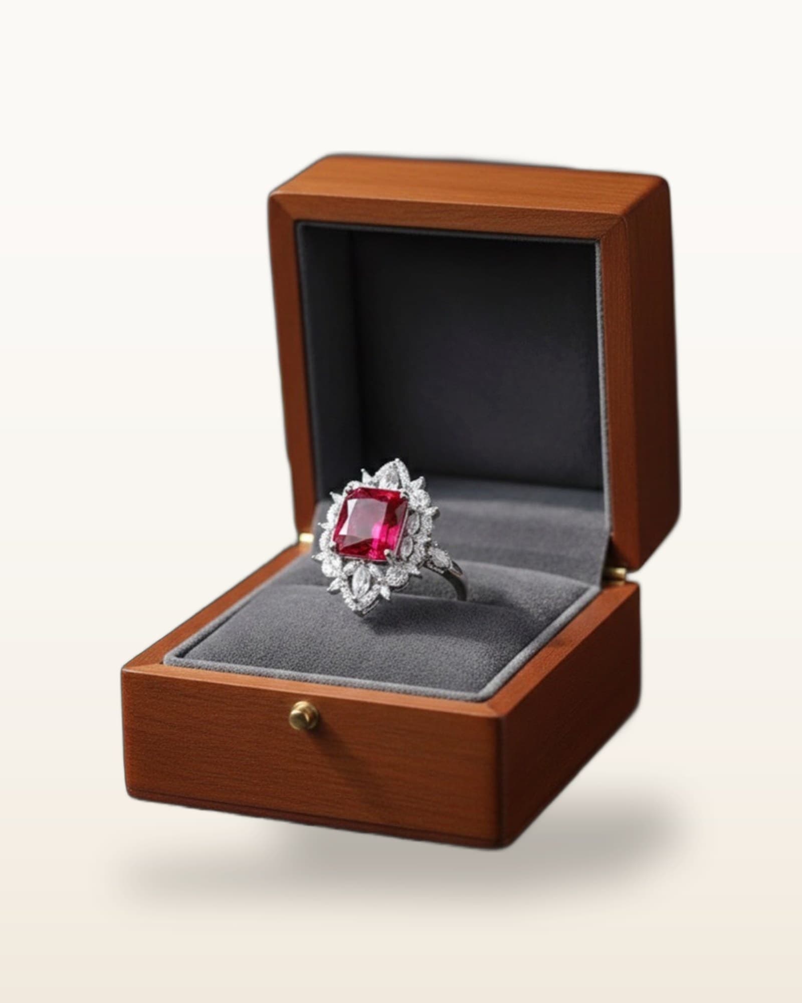 Royal Crimson Zircon Ring – Premium Red Center Stone — detail view 4