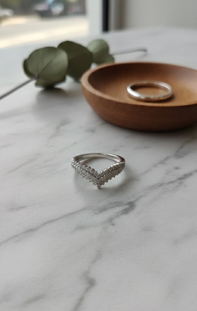 Classic Wave Zircon Ring – Minimal yet Luxurious Design, photographed against a plain background
