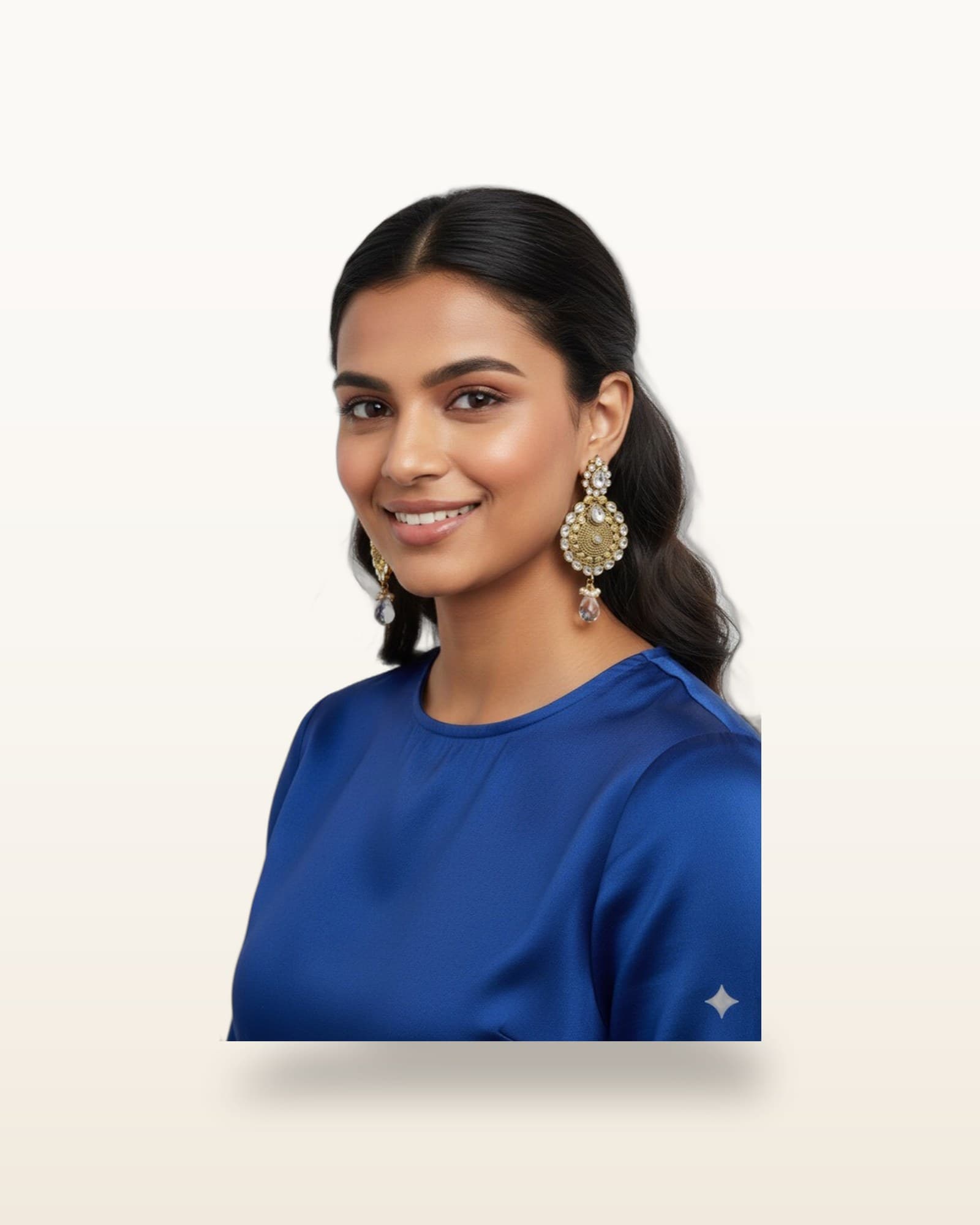Heavy High-Quality Indain Kundan gold Polish Earrings — detail view 2