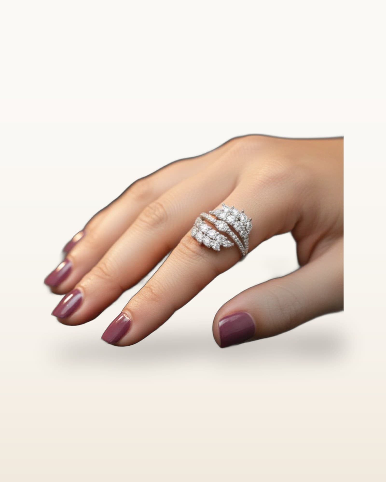 1Cart High Gloss Leaf Zircon Ring – Anti-Tarnish & Hypoallergenic — detail view 3