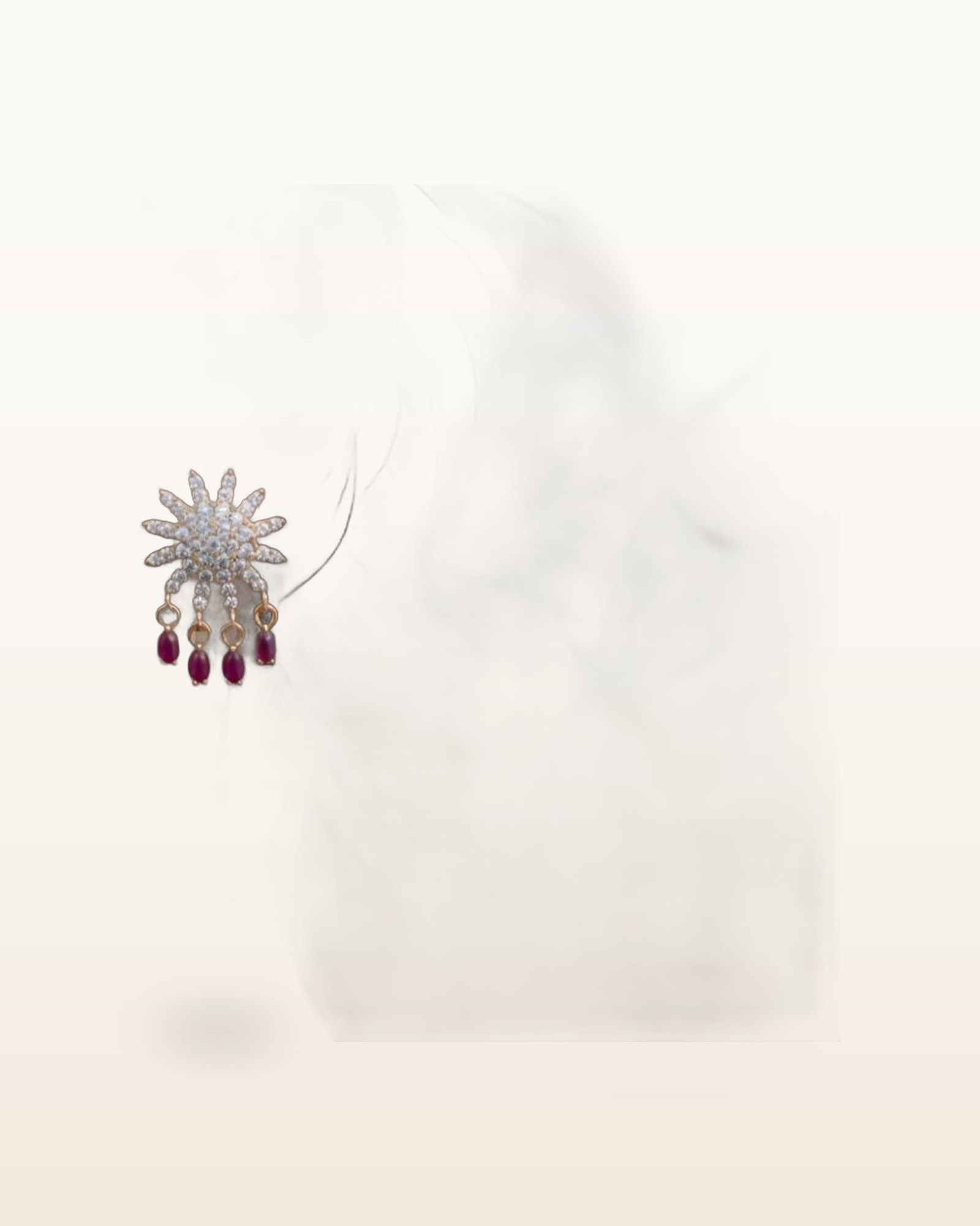 Ruby drops zircon indented earrings — detail view 2