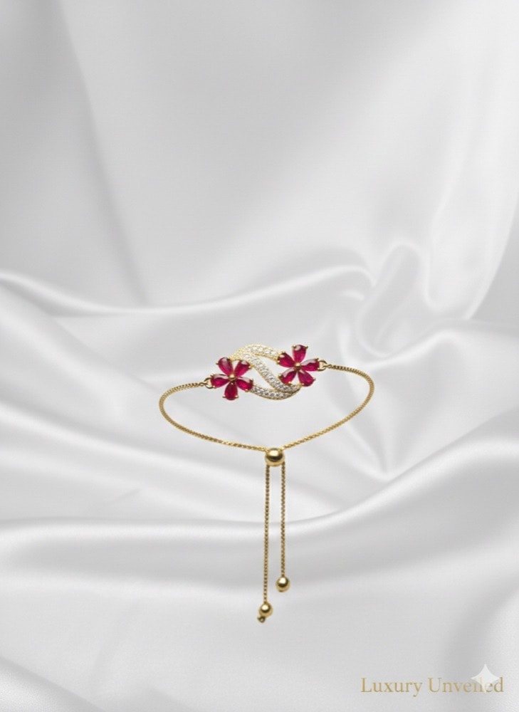 Floral bloom chain Bracelat, photographed against a plain background