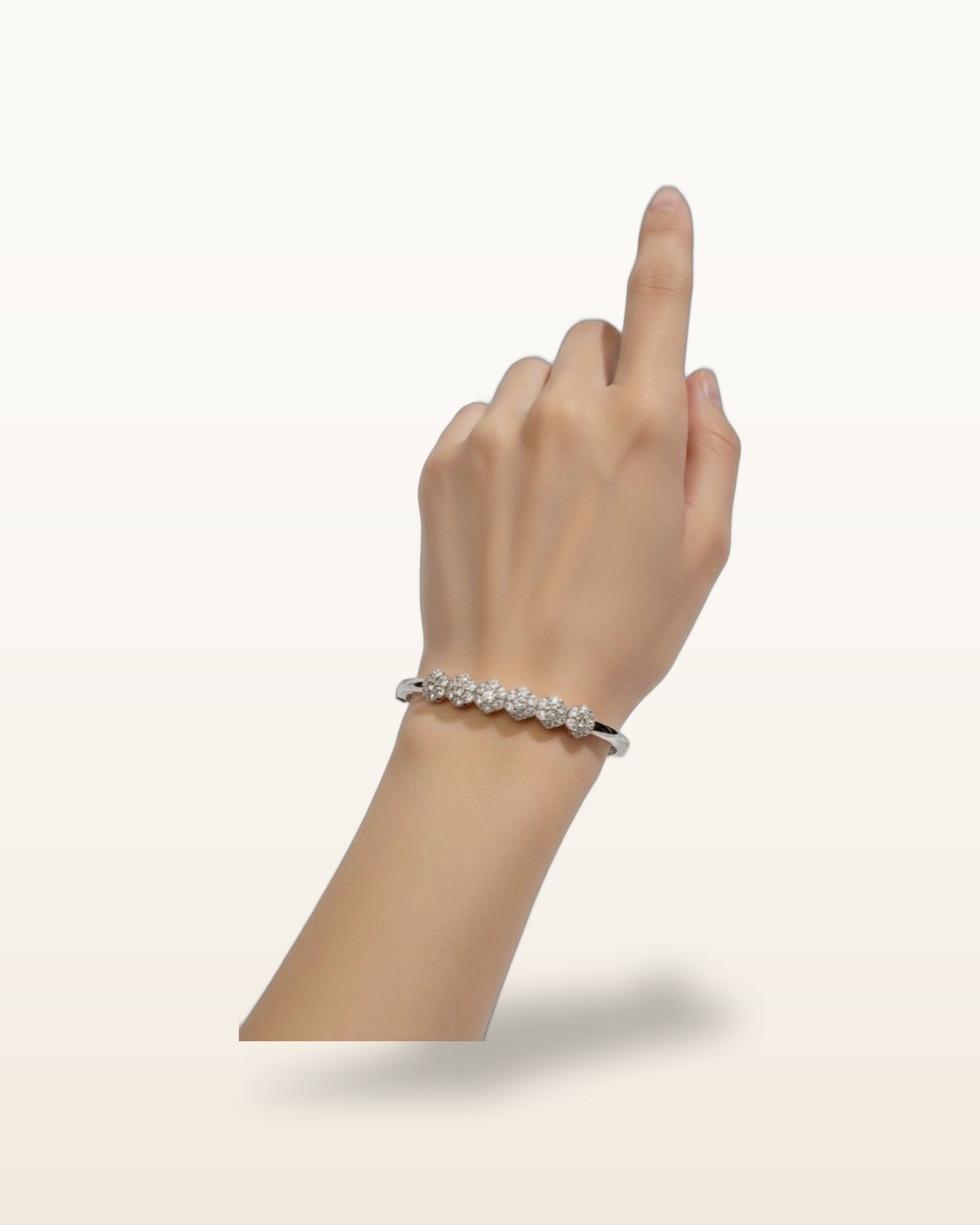 Platinum Spark Zircon Bangle – Premium Collection | Silver Colour — detail view 2