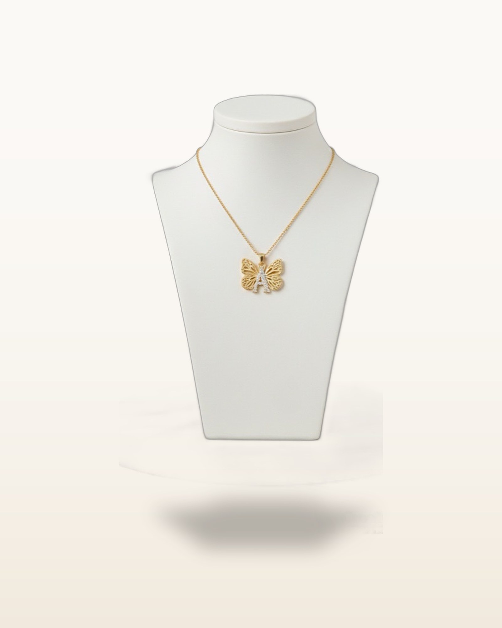 Name Pendant (A) – Butterfly Zircon Pendant Necklace — detail view 2